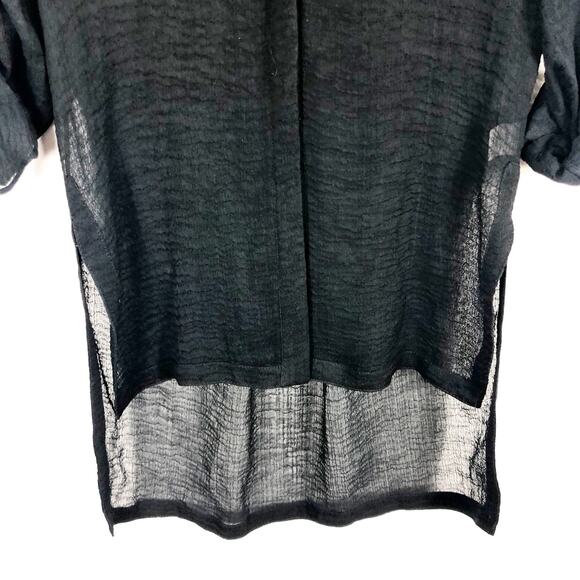 Helmut Lang Black Swift Button Down Triacetate-Blend Top Size Small Quiet Luxury - Picture 6 of 11